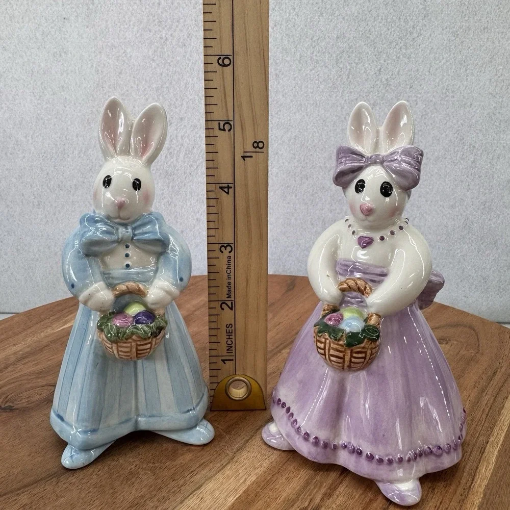 Fitz and Floyd Essentials Be Bop Bunnies Easter Bunny Rabbit Salt Pepper Shakers